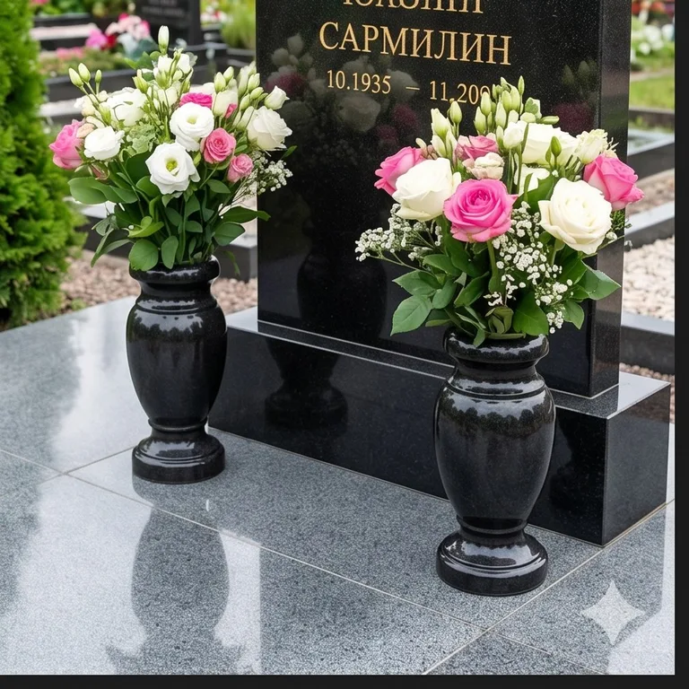 Гранитные вазы для цветов на участке в Краснодаре