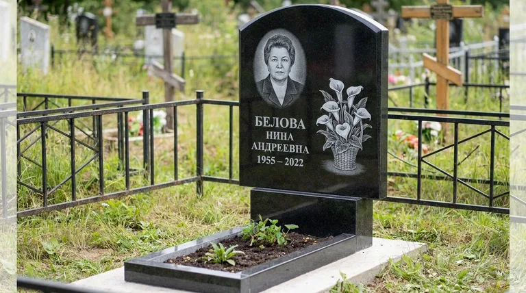 Памятник с гравировкой калл — выполненная работа «Белова» в Краснодаре