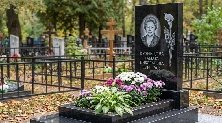 Памятник с гравировкой калл — выполненная работа «Кузнецова» в Краснодаре