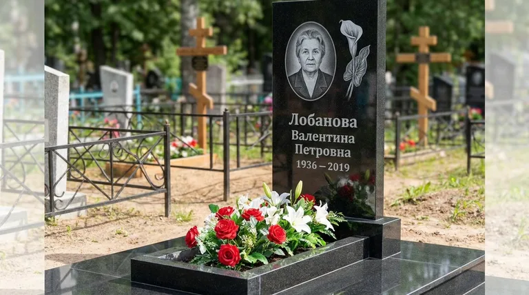 Памятник с гравировкой калл — выполненная работа «Лобанова» в Краснодаре