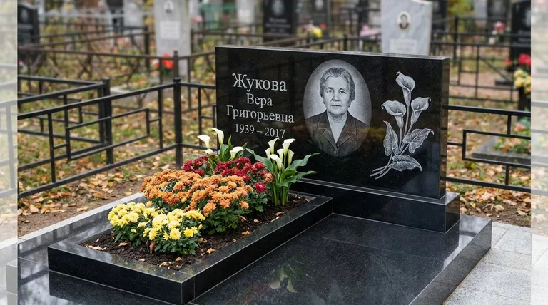 Памятник с гравировкой калл — выполненная работа «Жукова» в Краснодаре