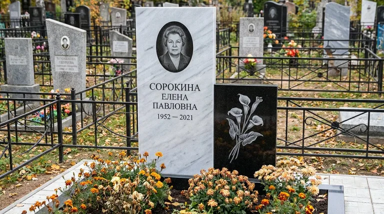 Памятник с гравировкой калл — выполненная работа «Сорокина» в Краснодаре