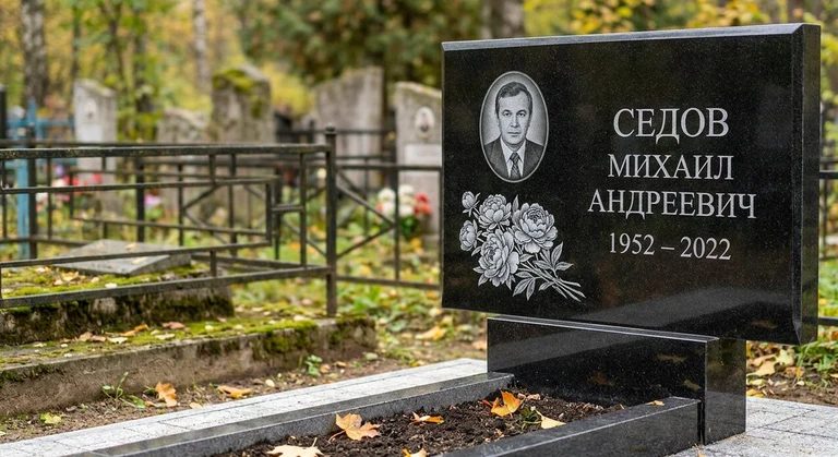 Гравировка пионов на памятник в Краснодаре — пример работы на граните
