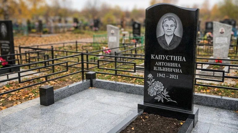 Памятник с гравировкой пионов — выполненная работа «Капустина» в Краснодаре