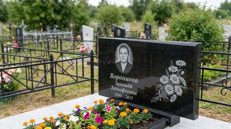 Памятник с гравировкой ромашек — выполненная работа «Воронцова» в Краснодаре