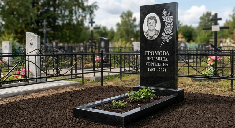 Памятник с гравировкой роз — выполненная работа «Громова» в Краснодаре