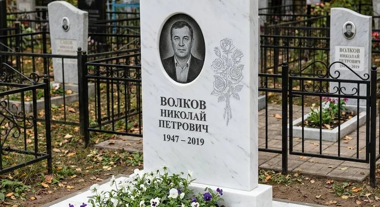 Памятник с гравировкой роз — выполненная работа «Волков» в Краснодаре