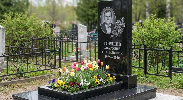 Памятник с гравировкой роз — выполненная работа «Гордеев» в Краснодаре