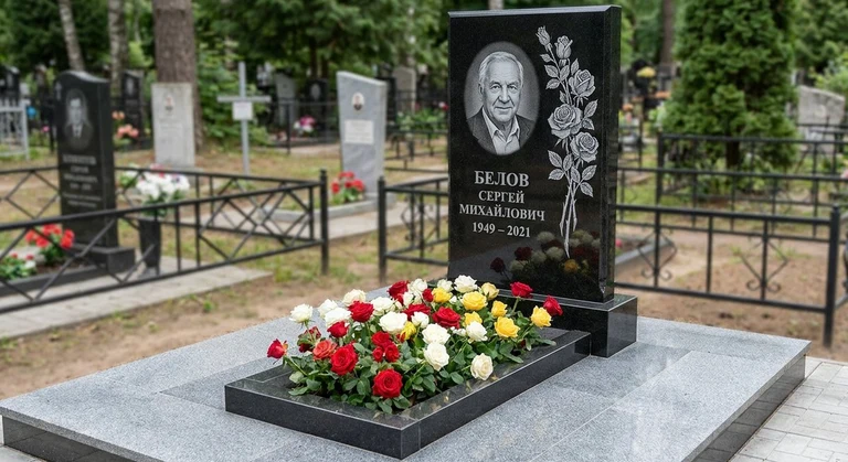 Гравировка цветов на памятник в Краснодаре — розы на граните