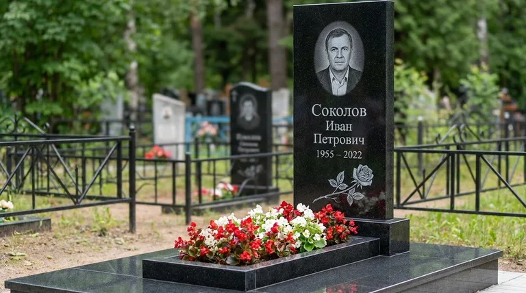 Памятник с гравировкой роз — выполненная работа «Соколов» в Краснодаре