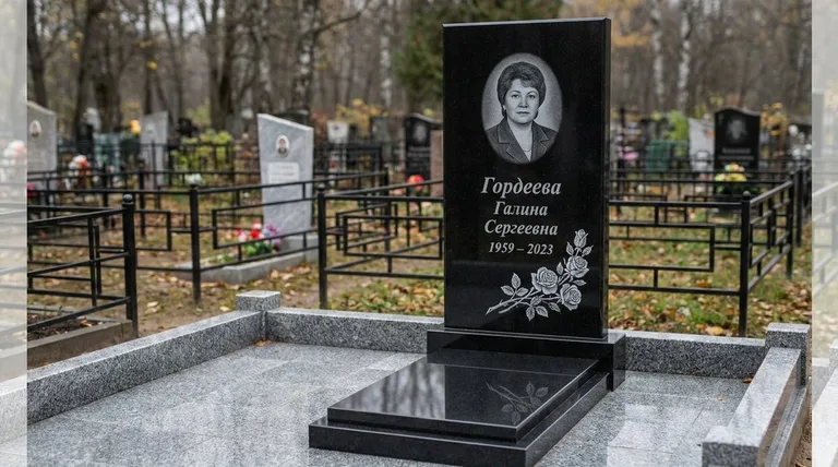 Памятник с гравировкой роз — выполненная работа «Гордеева» в Краснодаре