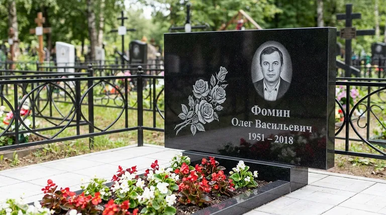 Памятник с гравировкой роз — выполненная работа «Фомин» в Краснодаре