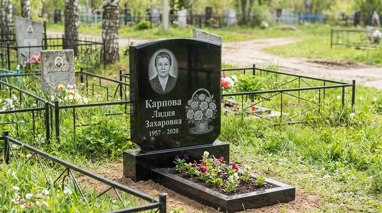 Памятник с гравировкой роз — выполненная работа «Карпова» в Краснодаре