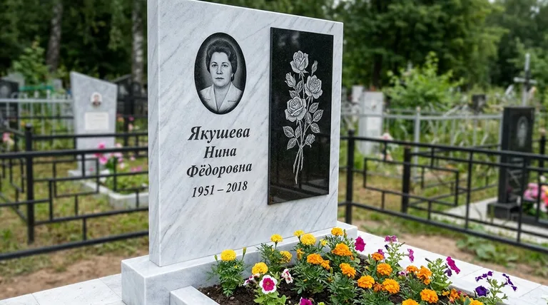 Памятник с гравировкой роз — выполненная работа «Якушева» в Краснодаре