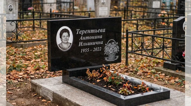 Памятник с гравировкой роз — выполненная работа «Терентьева» в Краснодаре