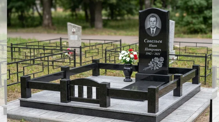 Памятник с гравировкой роз — выполненная работа «Савельев» в Краснодаре