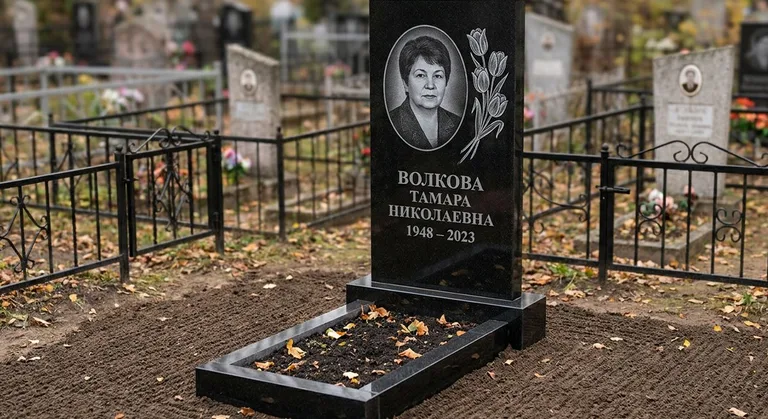 Памятник с гравировкой тюльпанов — выполненная работа «Волкова» в Краснодаре