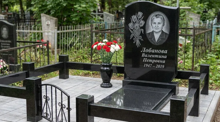 Памятник с гравировкой тюльпанов — выполненная работа «Лобанова» в Краснодаре