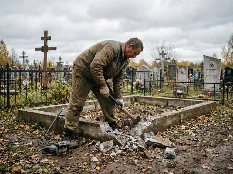 Демонтаж цветника на могиле в Краснодаре