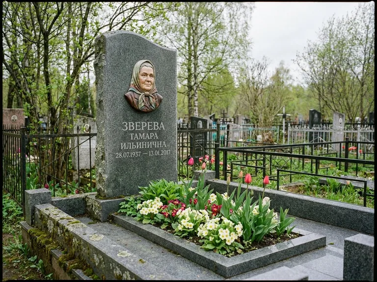 Керамический портрет на летнем кладбище в Краснодаре