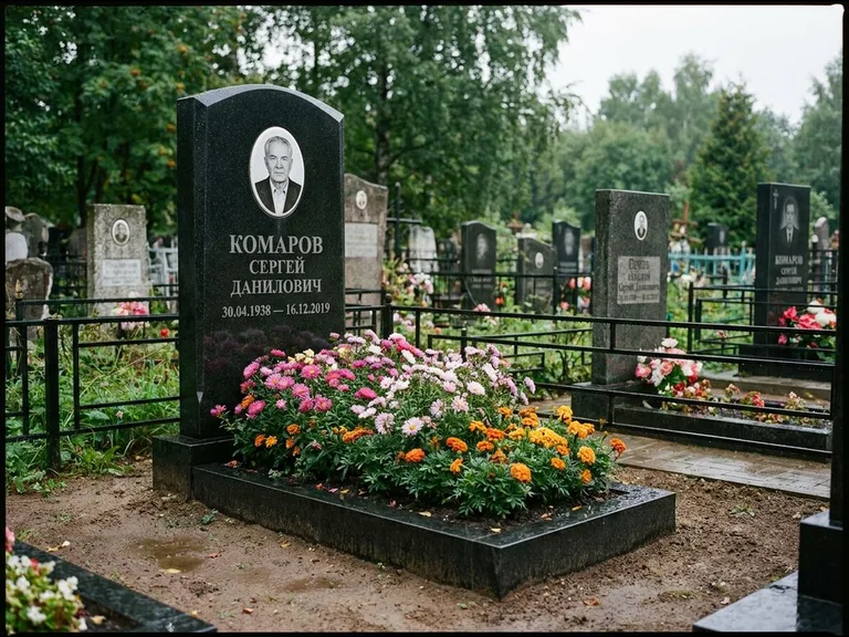 Портрет на керамике — семейный памятник в Краснодаре