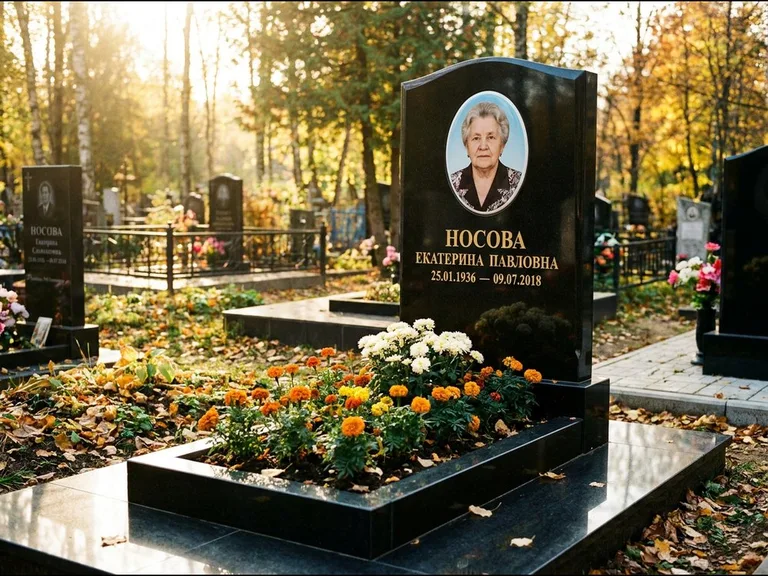 Керамический портрет мужчины на чёрном граните в Краснодаре