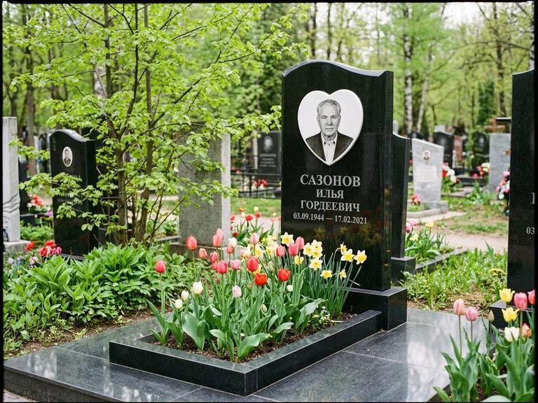 Цветной керамический портрет на памятнике в Краснодаре