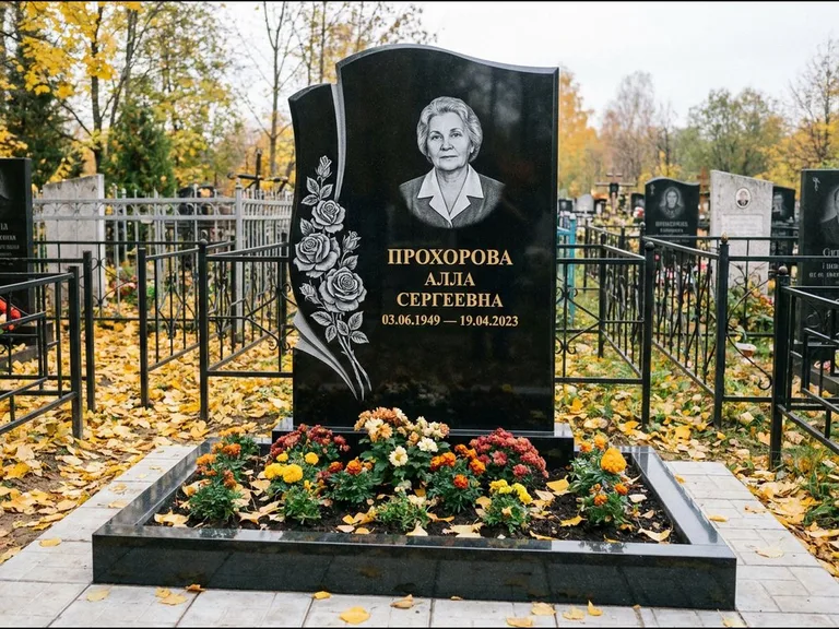 Гравировка портрета на чёрном граните — выполненная работа 20 в Краснодаре
