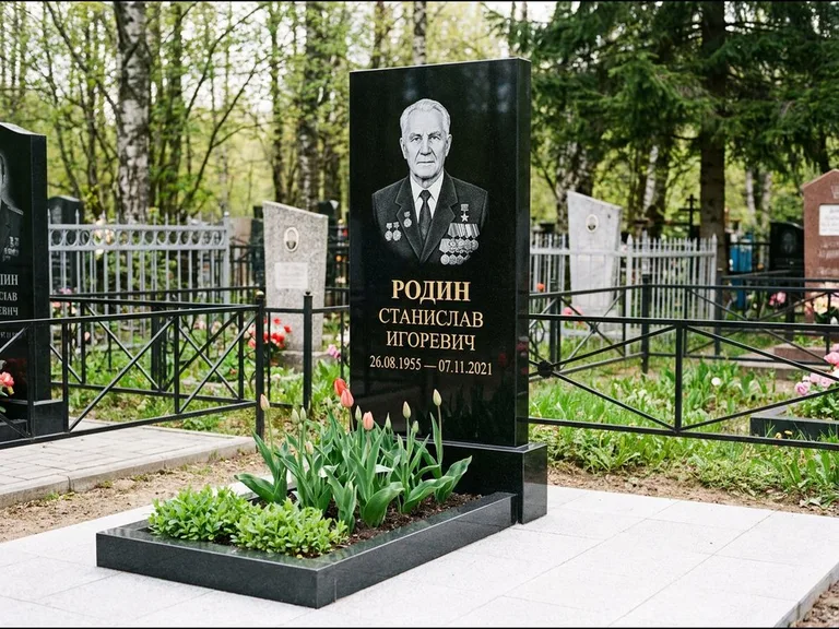 Гравировка портрета на чёрном граните — выполненная работа 21 в Краснодаре