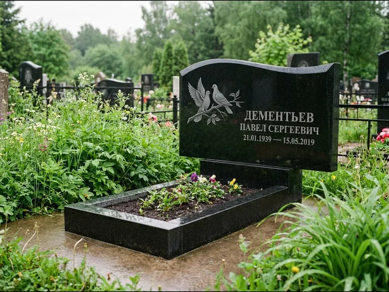 Памятник с гравировкой голубей — гравировка голубей, работа «Дементьев» в Краснодаре