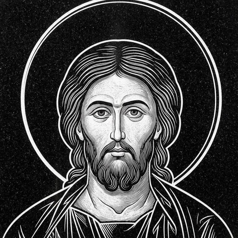 Эскиз иконы: Архангел Михаил — воинам и мужчинам, гравировка на памятник в Краснодаре