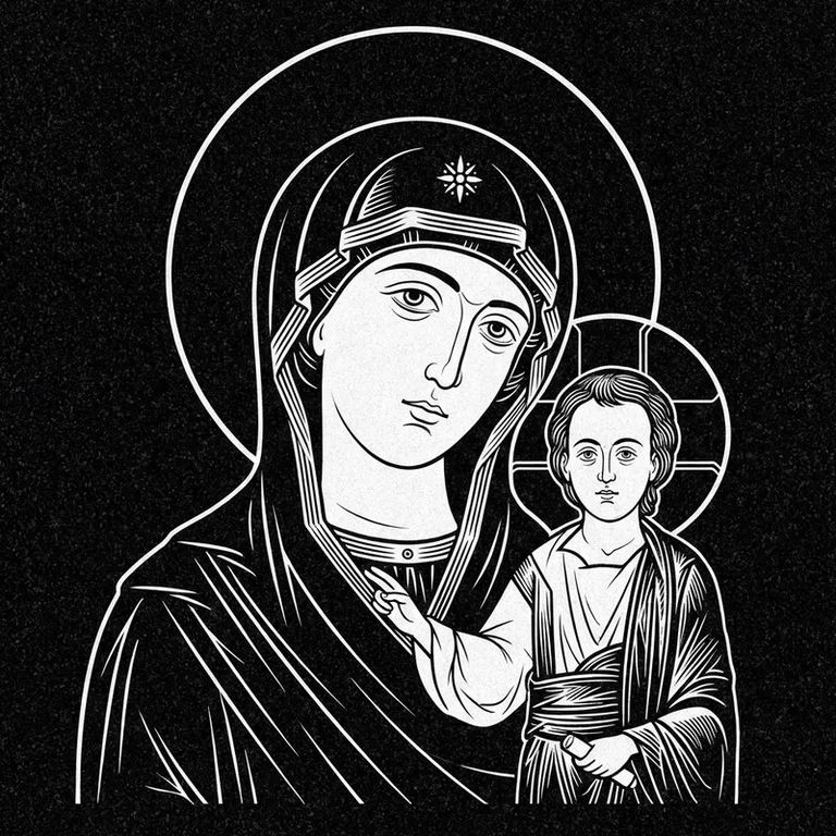 Эскиз иконы: «Утоли моя печали» — облегчение скорби, гравировка на памятник в Краснодаре
