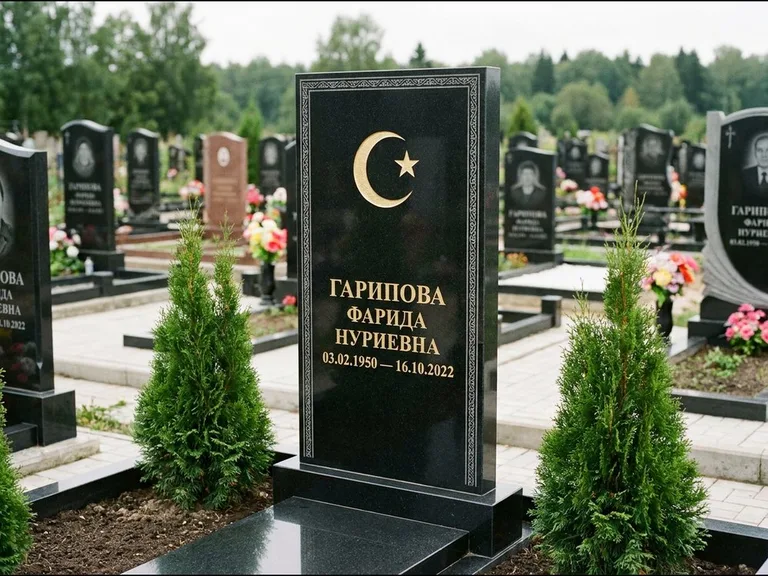 Памятник с гравировкой полумесяца — гравировка полумесяца, работа «Гарипова» в Краснодаре
