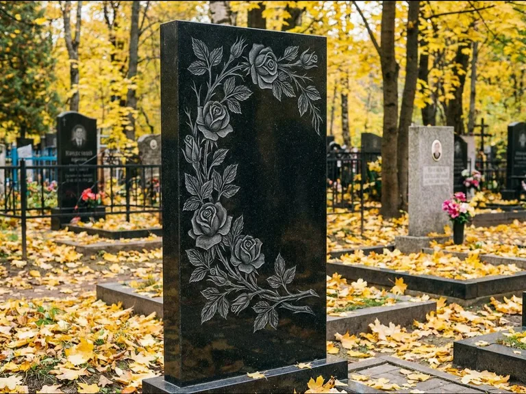 Цветы и орнамент — гравировка с выездом на кладбище в Краснодаре