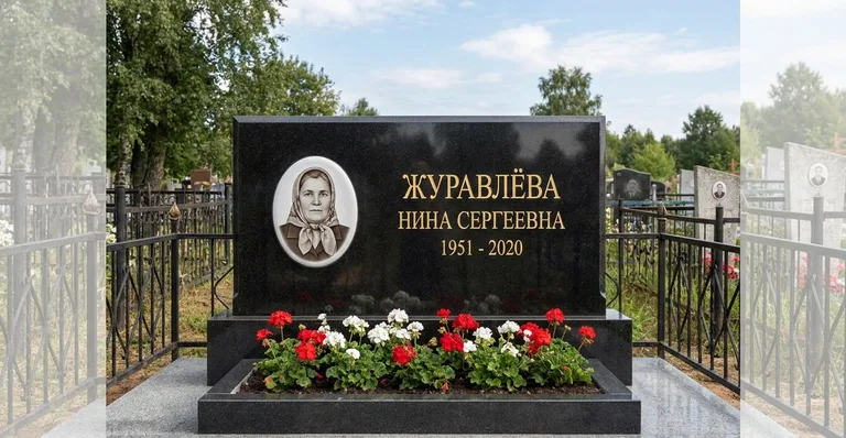 Гранитный памятник с портретом, Памятники на Сестрорецком кладбище в Санкт-Петербурге