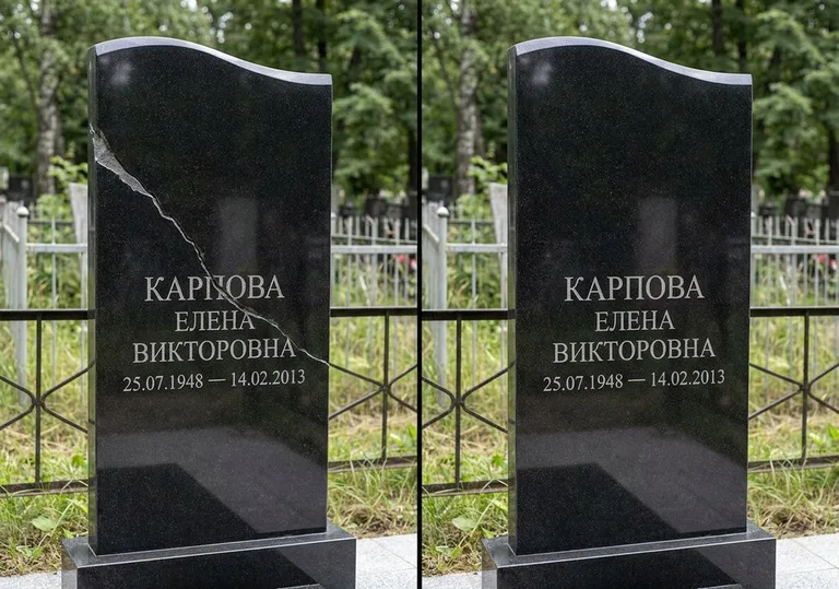Заделка трещины на чёрном граните: до и после в Краснодаре