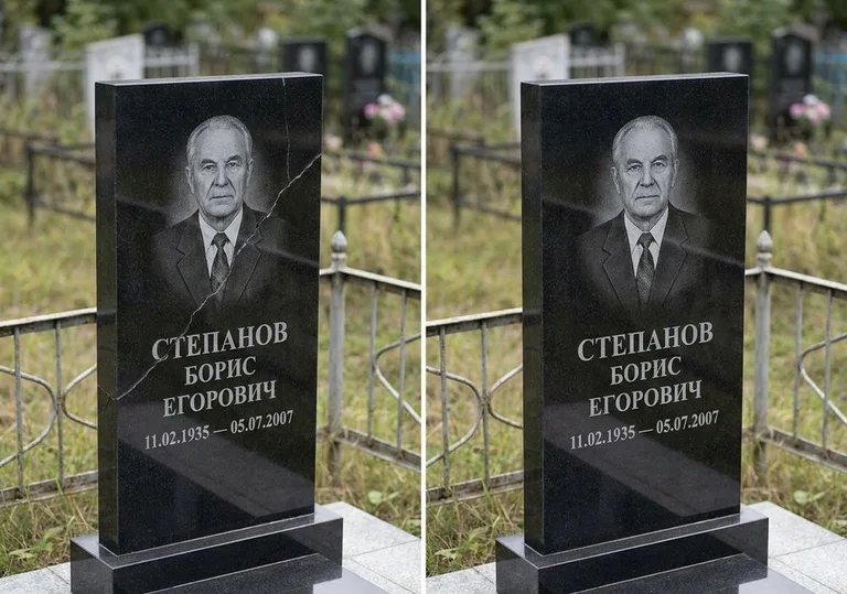 Восстановление надписи и портрета на памятнике: до и после в Краснодаре