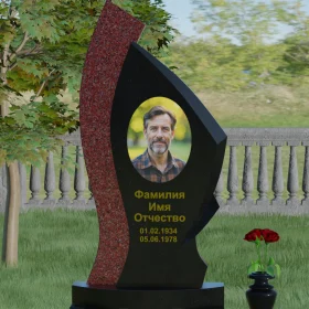 Комбинированный памятник с асимметричной стелой — П002