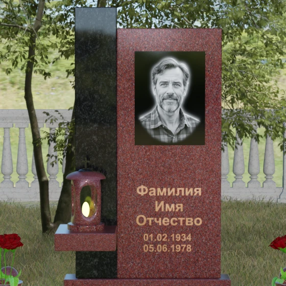 Мемориальная композиция с консольной полкой, гранит Лезниковский