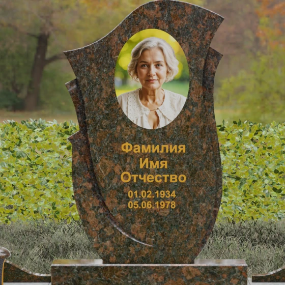 Вертикальная стела с резьбой «Крыло», гранит Дымовский