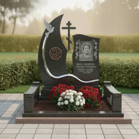 Мемориал с православным крестом и голубем - ПН129