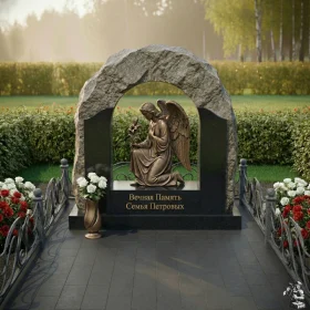 Мемориальная композиция с аркой и бронзовым ангелом - ПН160