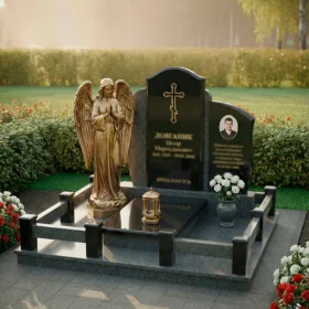 Вертикальный гранитный памятник с православным крестом - ПН193