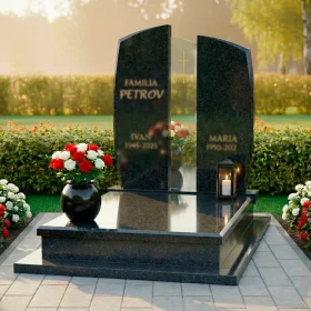 Памятник-арка с католическим крестом и надписью Familia – ПН237