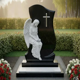 Элитный памятник со статуей скорбящего ангела - ПН582
