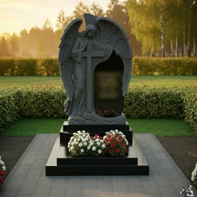 Мемориальная композиция с ангелом и крестом - ПН619