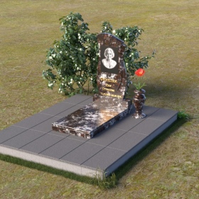 Вертикальный памятник с овальной рамкой из гранита – ПВ109
