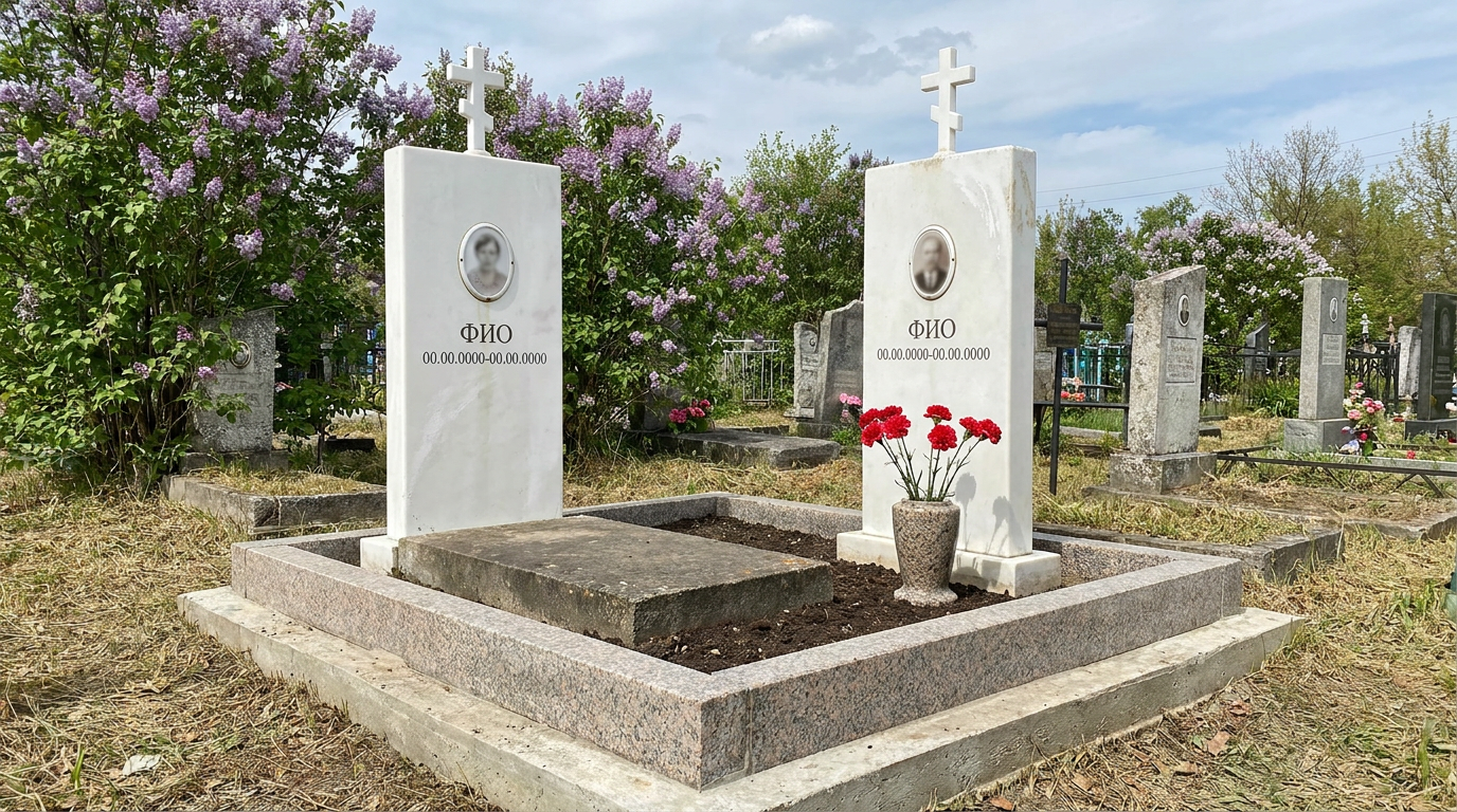 Пример дизайна: Памятник из полимера с крестом на двоих