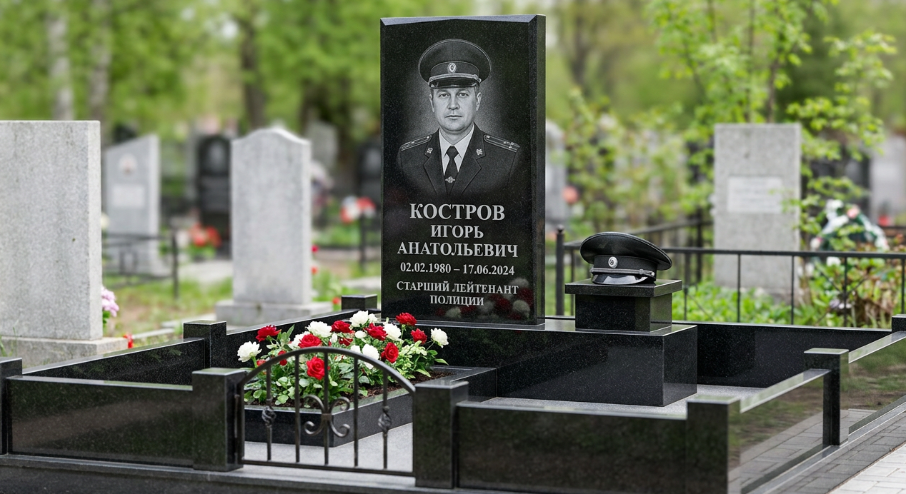 Пример дизайна: Памятник лейтенанту полиции с фуражкой