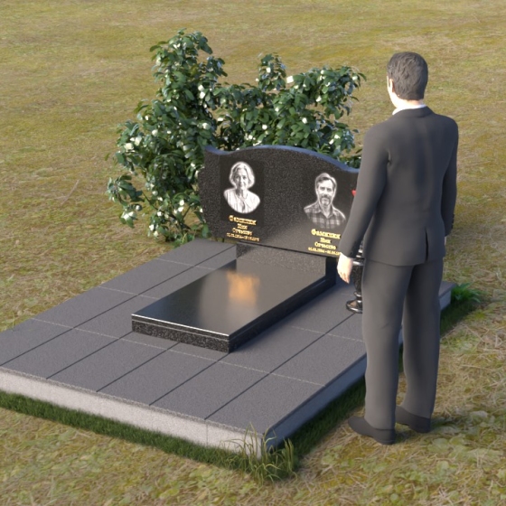 Мемориальная композиция с двумя волнами и фаской